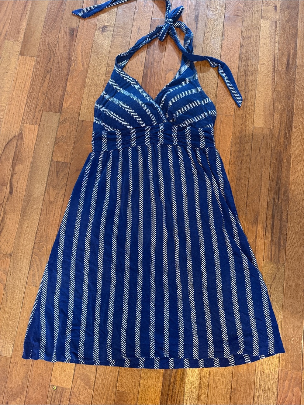 Soma Navy and White Striped Halter Dress